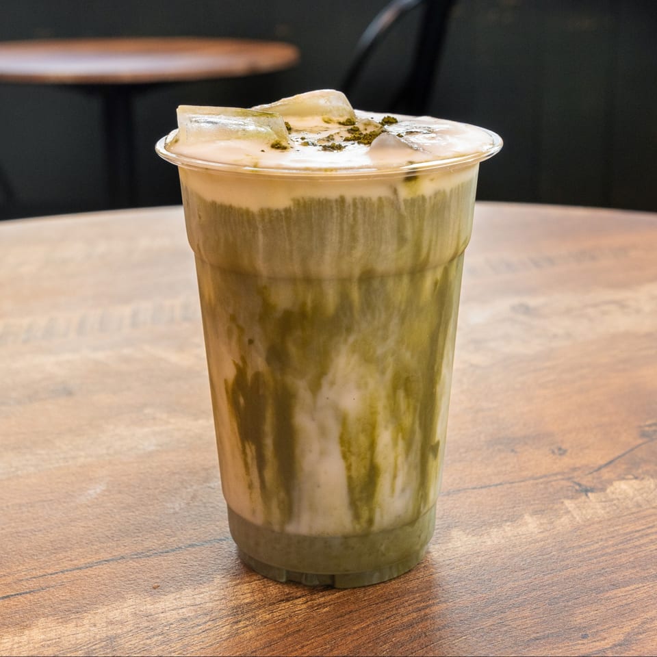 Iced matcha served at the café.